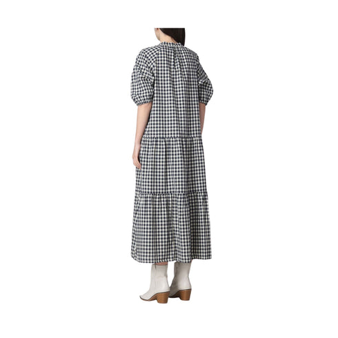 Abito Donna a quadri con balze Blu panna WOOLRICH- Francavilla Moda